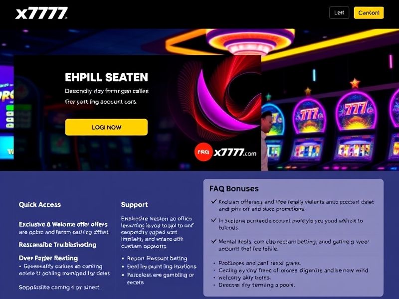 Welcome to x777 login.com – Experience premium online gambling with a secure login, exciting casino games, exclusive bonuses, and 24/7 player support. Start your game today with fast and reliable access.